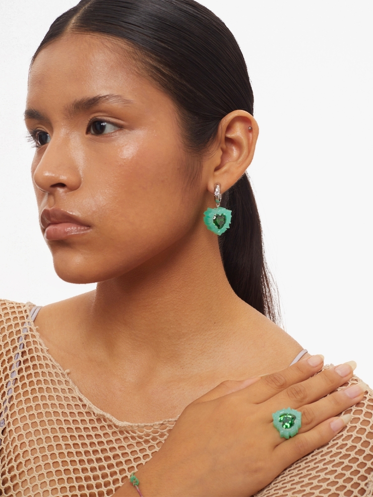 TYS GROCERY Green Gemstone Resin Ring