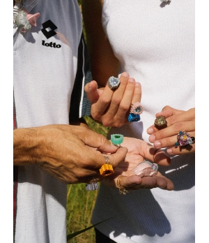 TYS GROCERY Green Gemstone Resin Ring