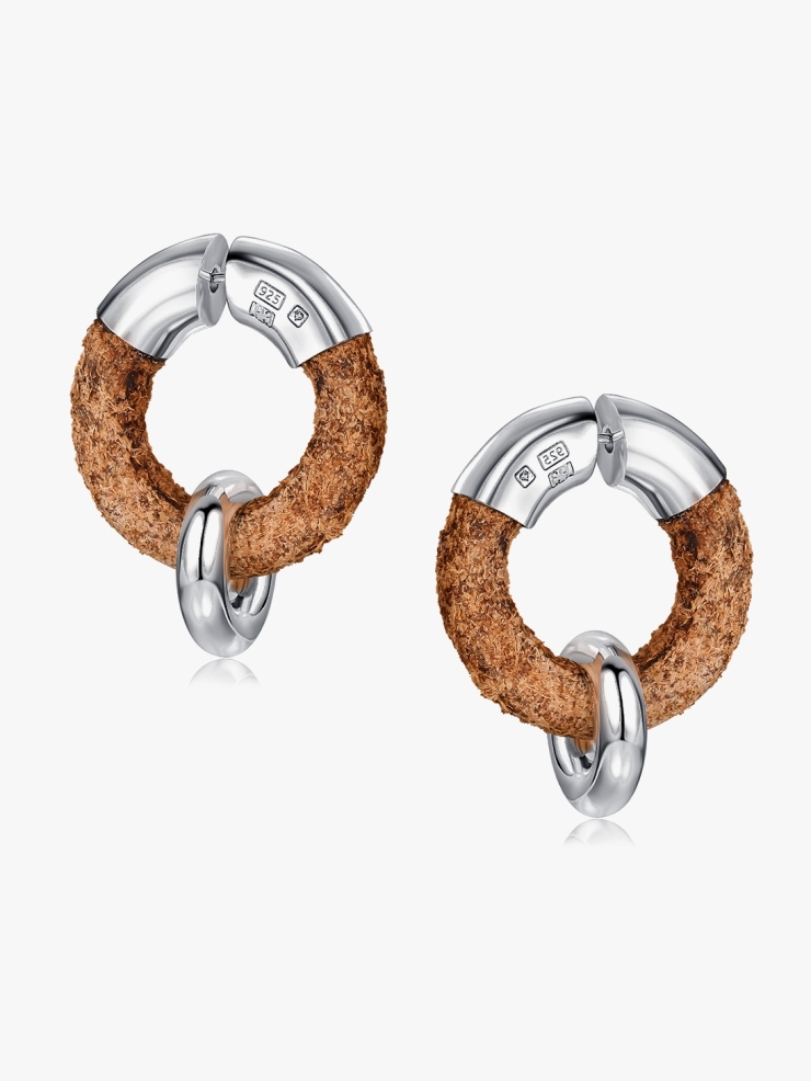 TYS GROCERY Brown Nubuck Earrings