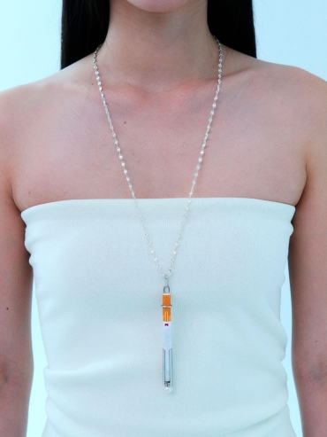 Silver Cigarette Holder Necklace