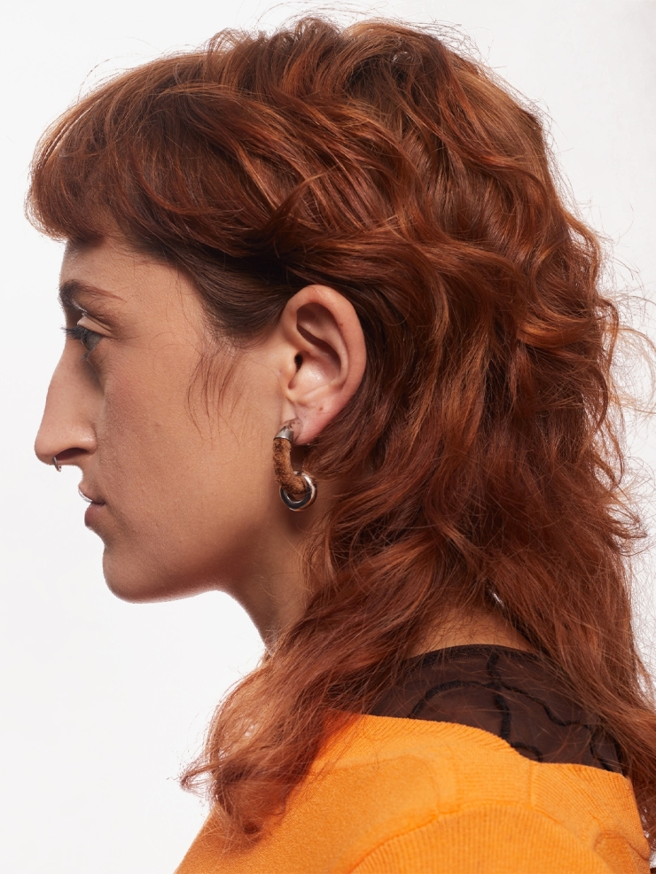 TYS GROCERY Brown Nubuck Earrings