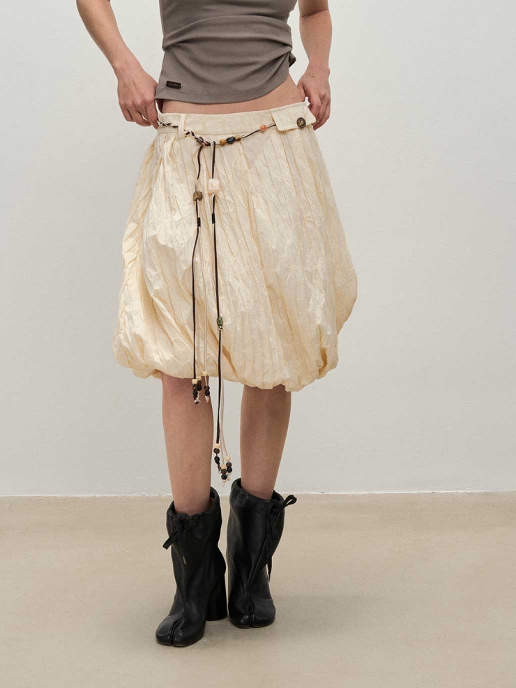 Beige Twisted Draped Skirt