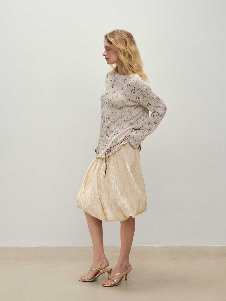 Beige Twisted Draped Skirt