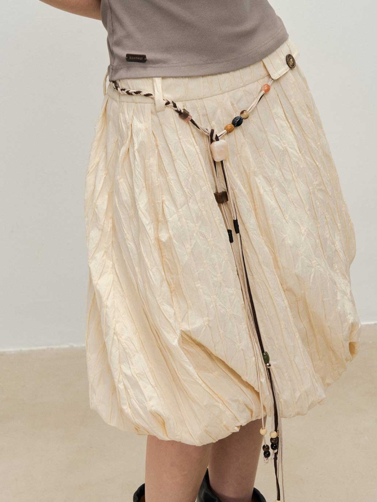 Beige Twisted Draped Skirt