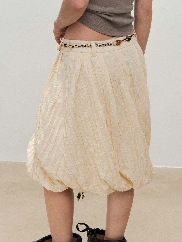 Beige Twisted Draped Skirt