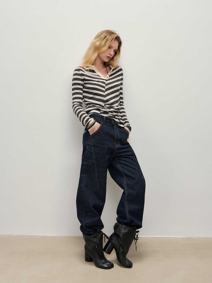 Raw Selvedge Denim Curved Jeans