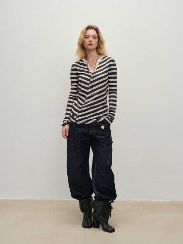 Linen Striped Long Sleeve T-Shirt