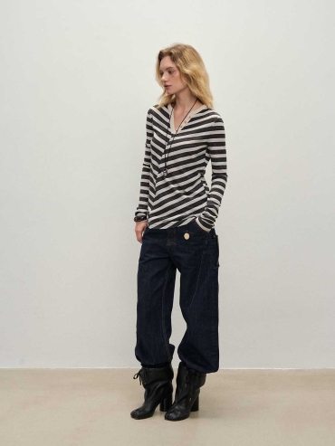 Linen Striped Long Sleeve T-Shirt