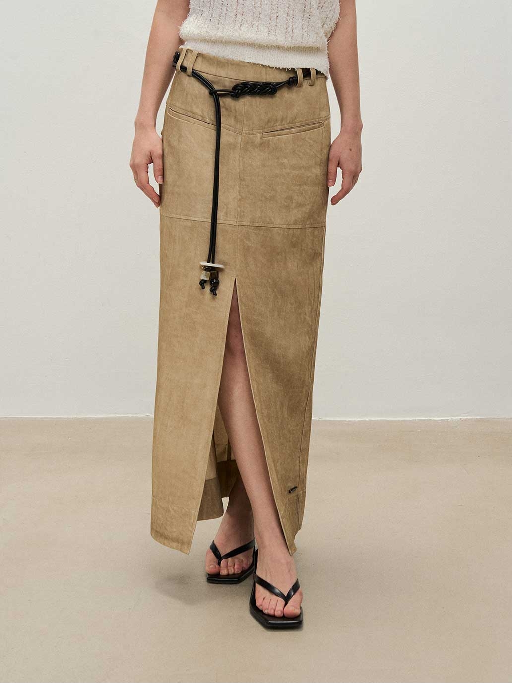 Camel Vintage Long Utility Skirt