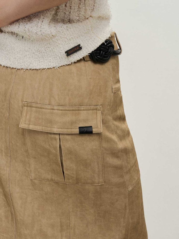 Camel Vintage Long Utility Skirt