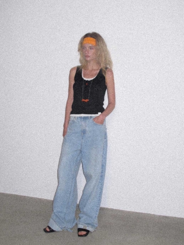 Light Blue Distressed Straight Jeans