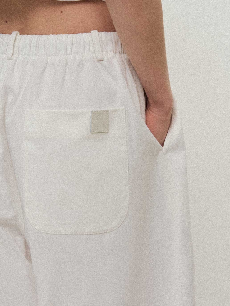 White Trousers with Beaded Waist Cord