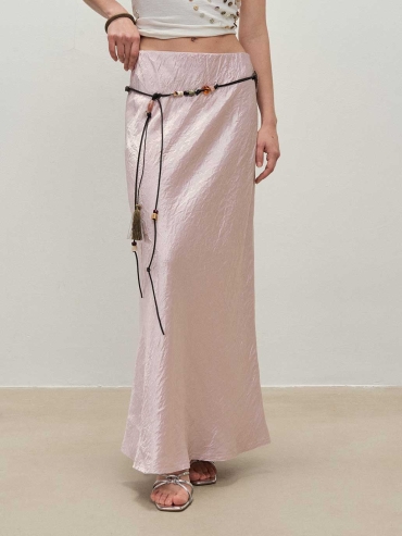 Pink Acetate Midi Skirt