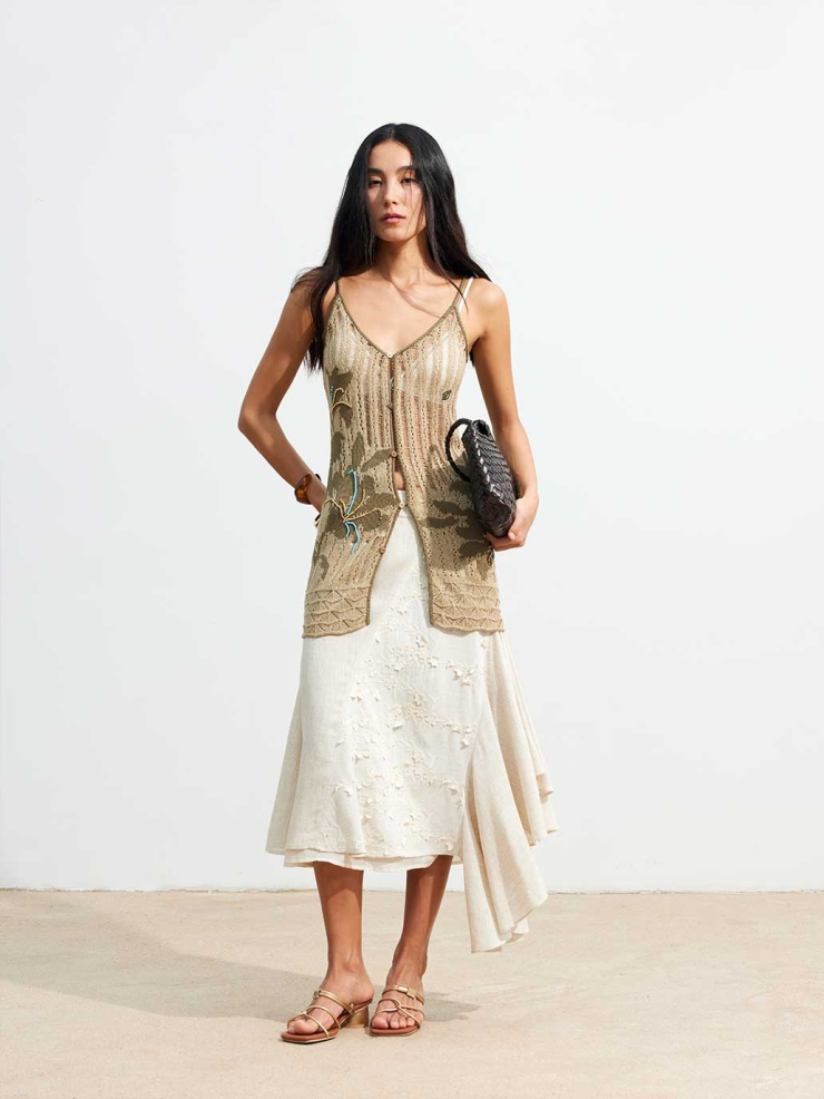 Brown Lily Jacquard Knit Vest