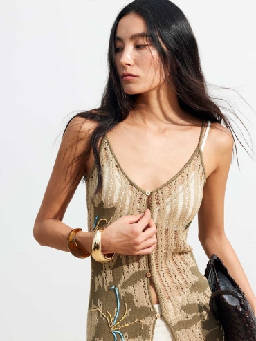 Brown Lily Jacquard Knit Vest