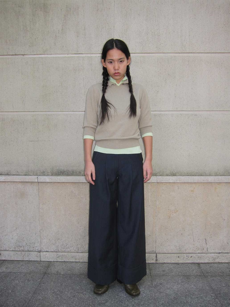 Navy Blue Pinstripe Pleated Suit Trousers