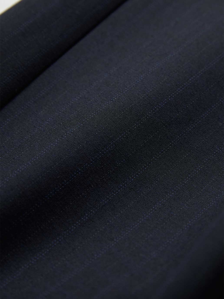 Navy Blue Pinstripe Pleated Suit Trousers