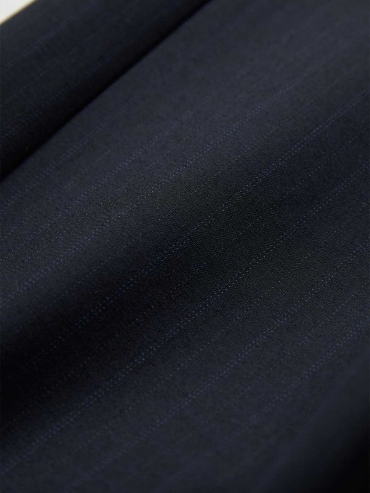 Navy Blue Pinstripe Pleated Suit Trousers