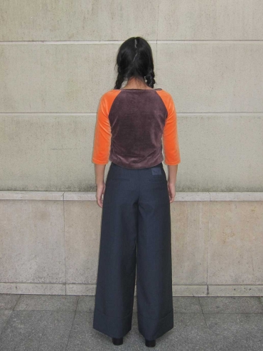 Navy Blue Pinstripe Pleated Suit Trousers