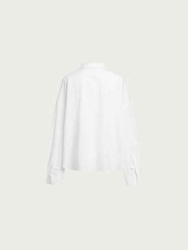 White Asymmetric-Neck Drop Shoulder Shirt