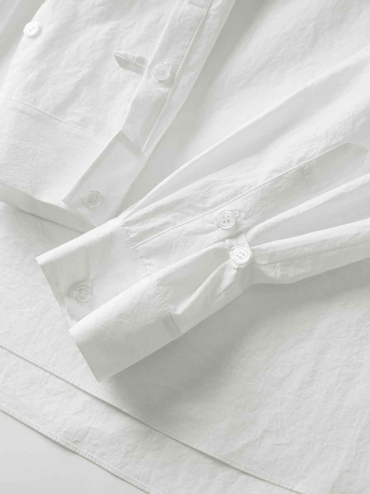 White Asymmetric-Neck Drop Shoulder Shirt