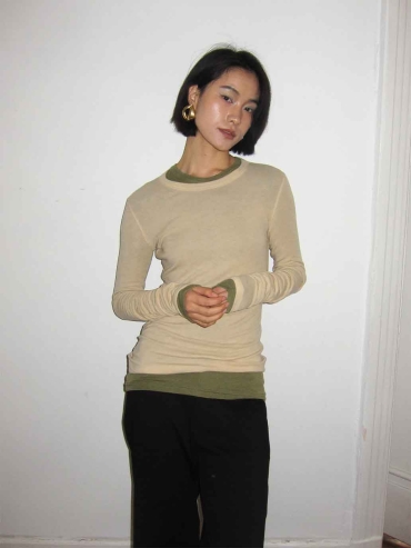 Yellow Fitted Embroidered Base Layer Top