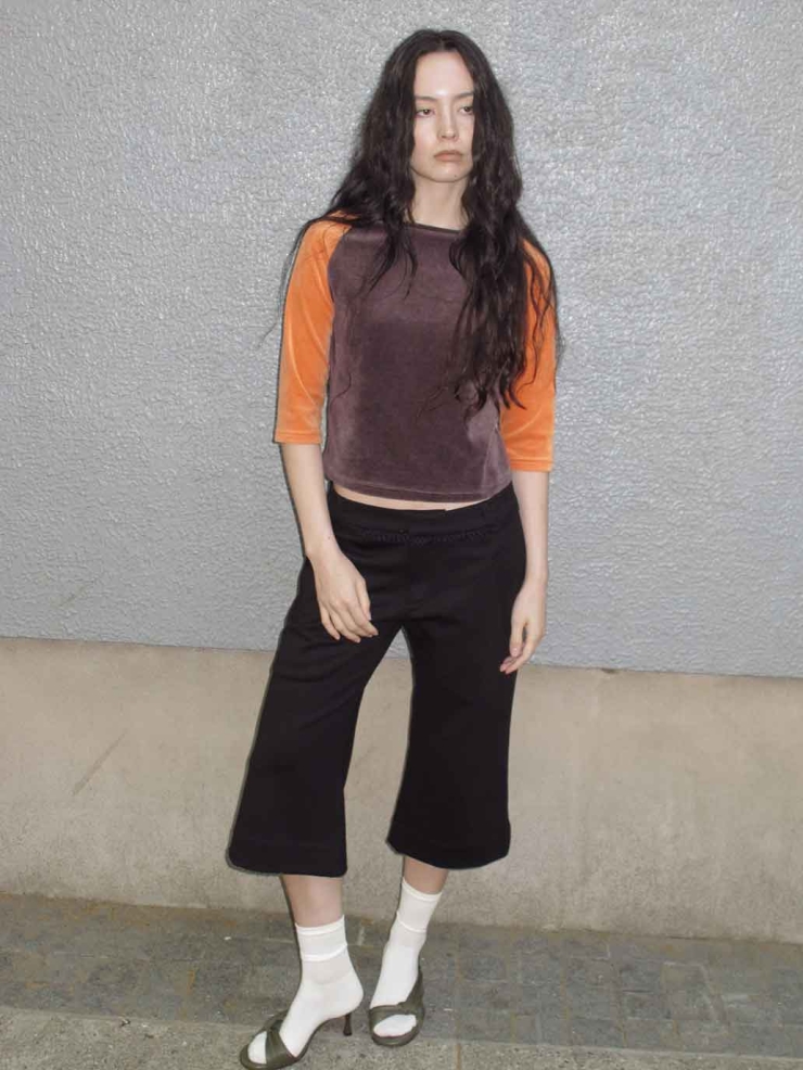 Black Flared Trimmed Cropped Pants