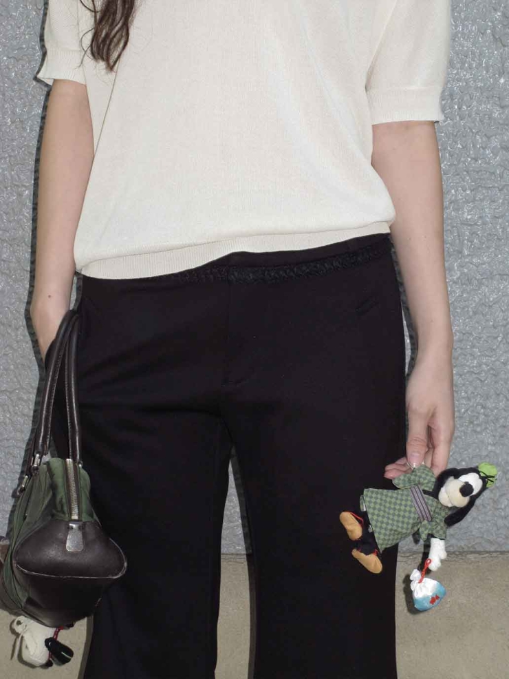 Black Flared Trimmed Cropped Pants