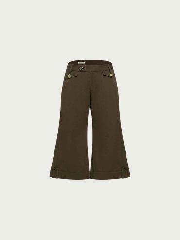 Brown Straight-Leg Cropped Pants