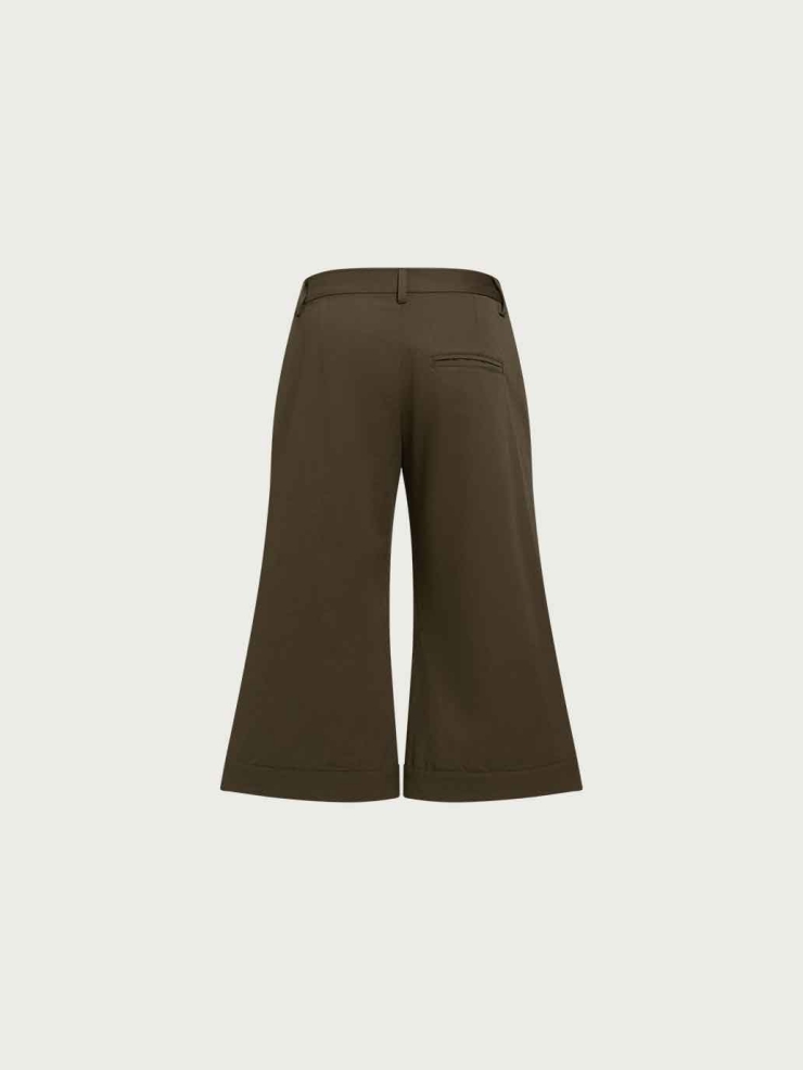 Brown Straight-Leg Cropped Pants