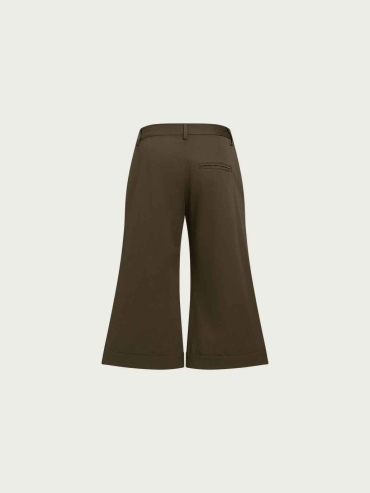 Brown Straight-Leg Cropped Pants
