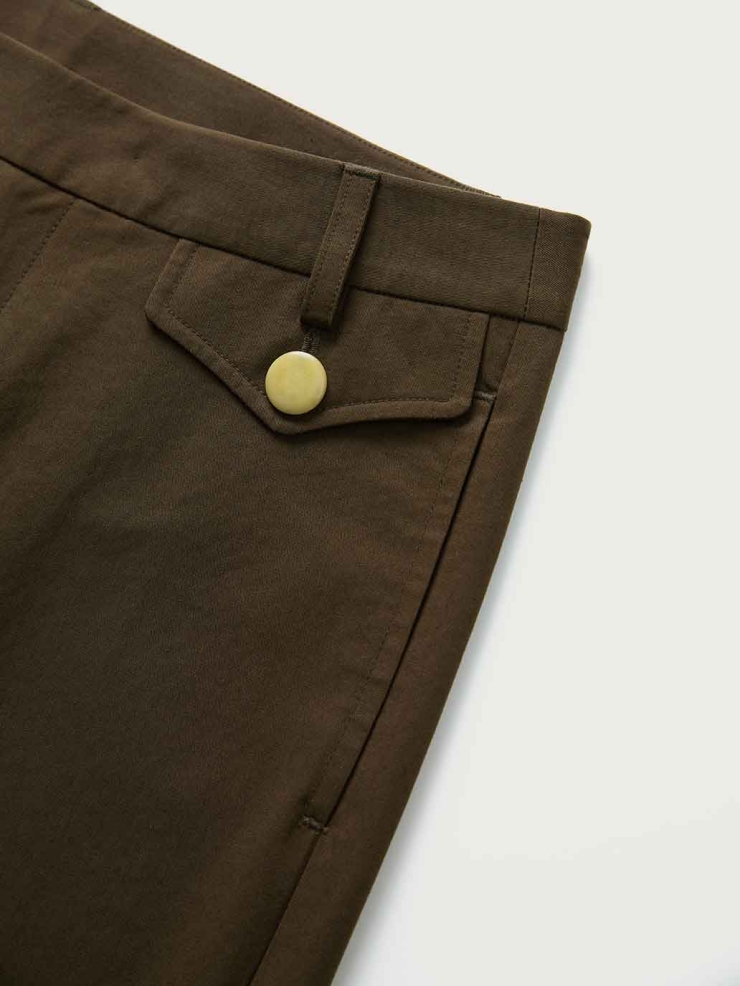 Brown Straight-Leg Cropped Pants