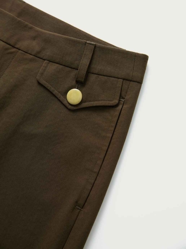 Brown Straight-Leg Cropped Pants