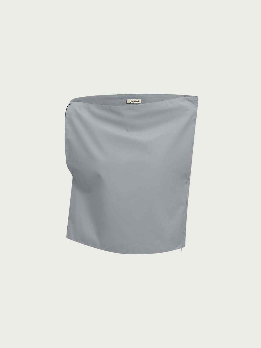 Grey Off-Shoulder Drop-Sleeve Top