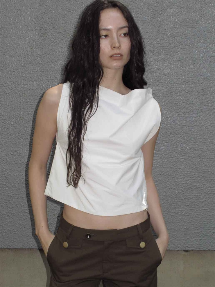 White Off-Shoulder Drop-Sleeve Top