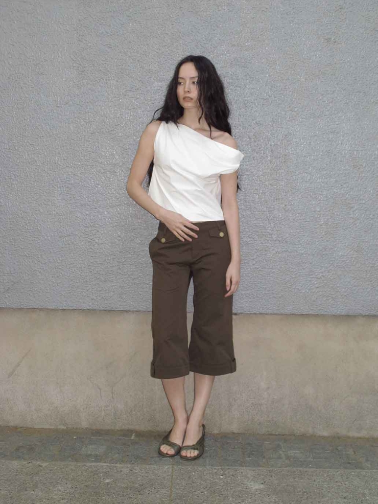 White Off-Shoulder Drop-Sleeve Top