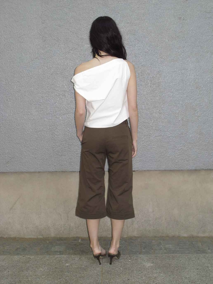 White Off-Shoulder Drop-Sleeve Top