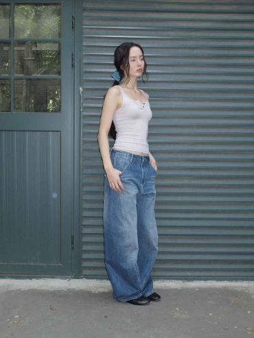 Light Purple Ribbed Henley Tank Top