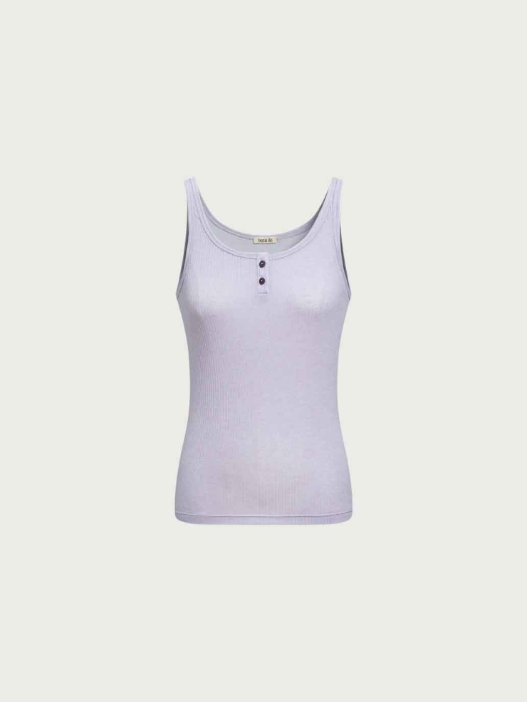 Light Purple Ribbed Henley Tank Top