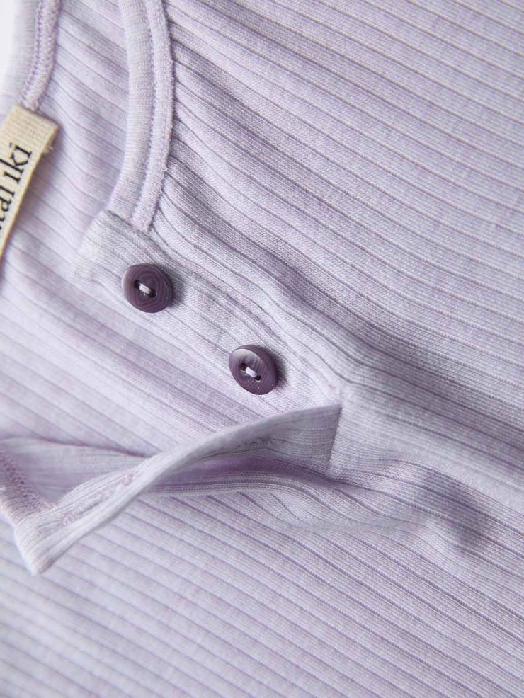 Light Purple Ribbed Henley Tank Top