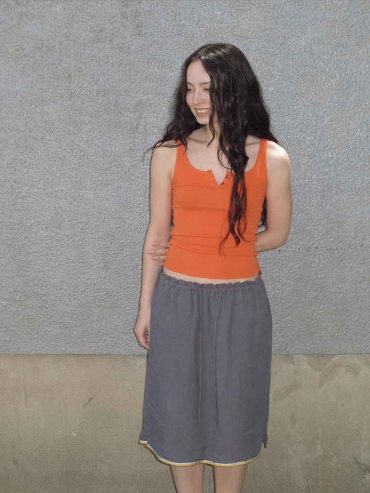 Bright Orange Henley Tank Top