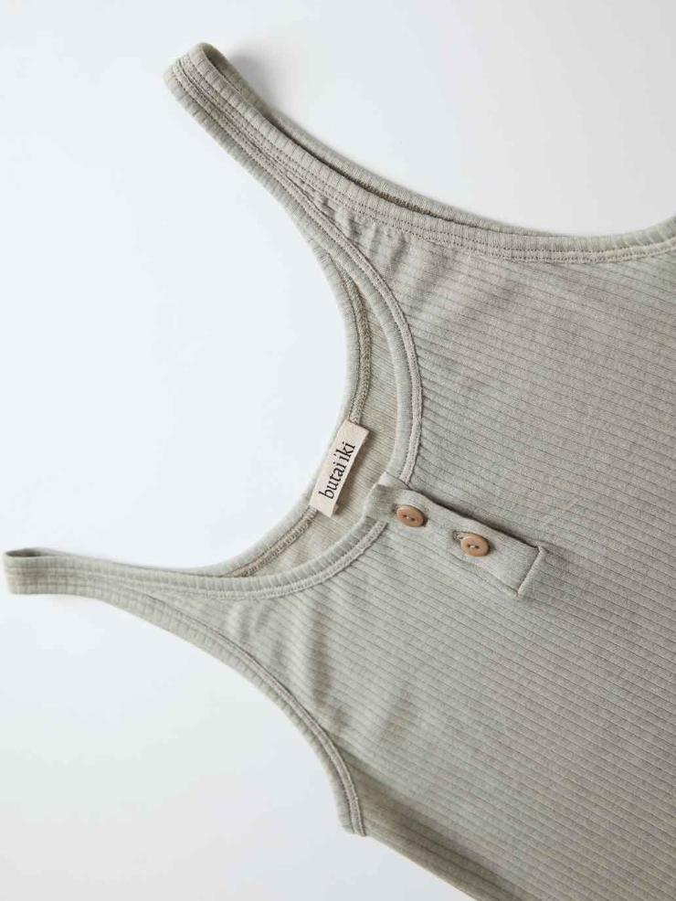 Light Grey Ribbed Henley Tank Top