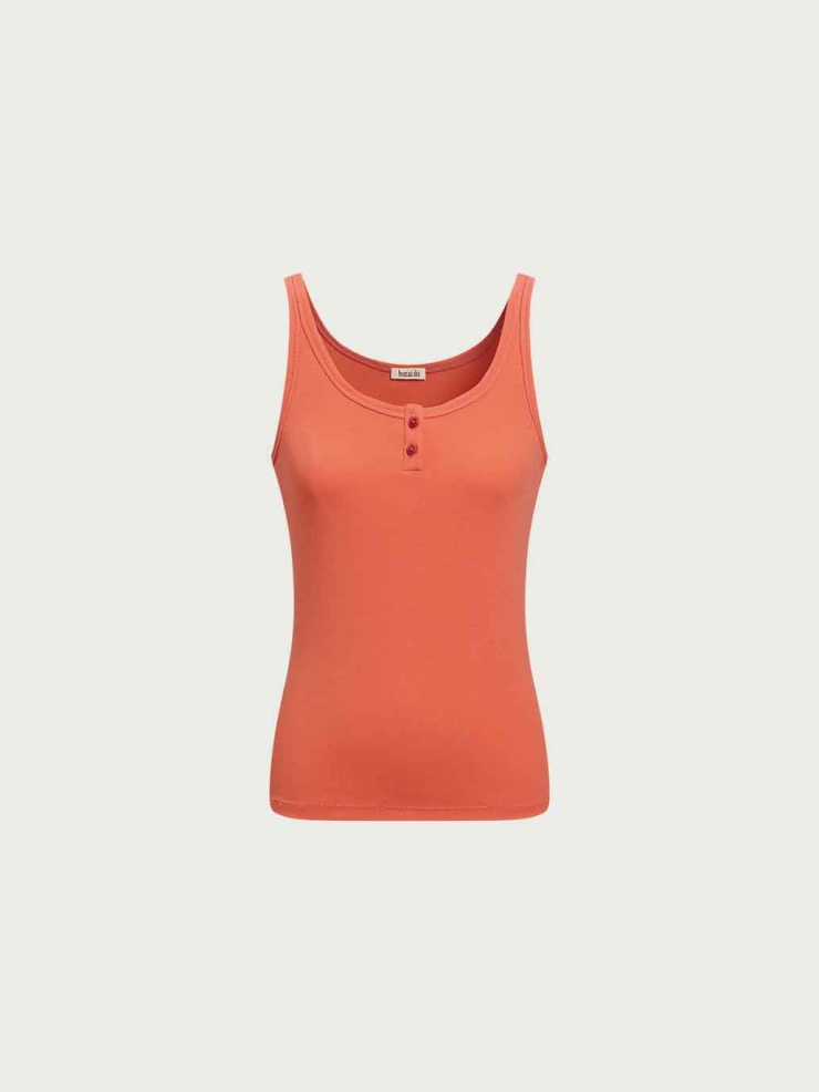 Bright Orange Henley Tank Top