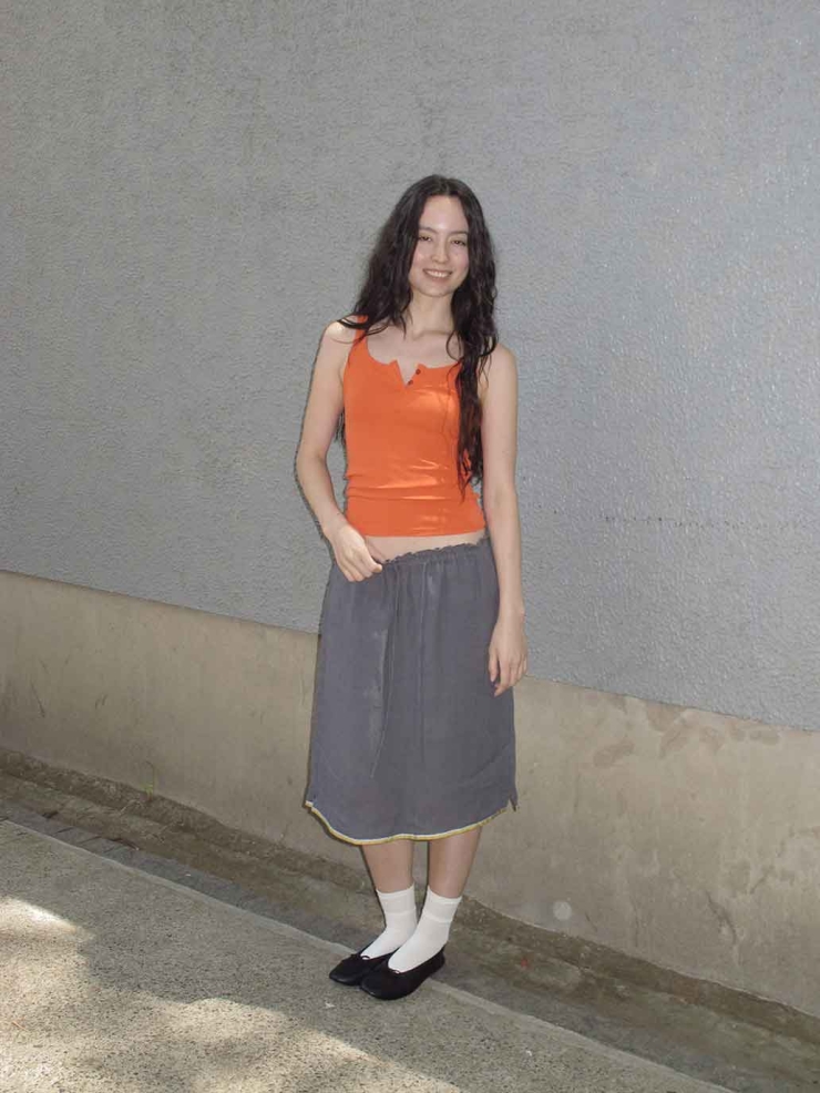 Bright Orange Henley Tank Top