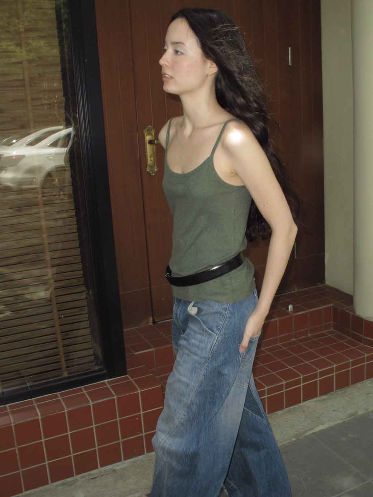 Green Embroidered Cotton-Linen Cami Top