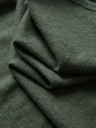 Green Embroidered Cotton-Linen Cami Top