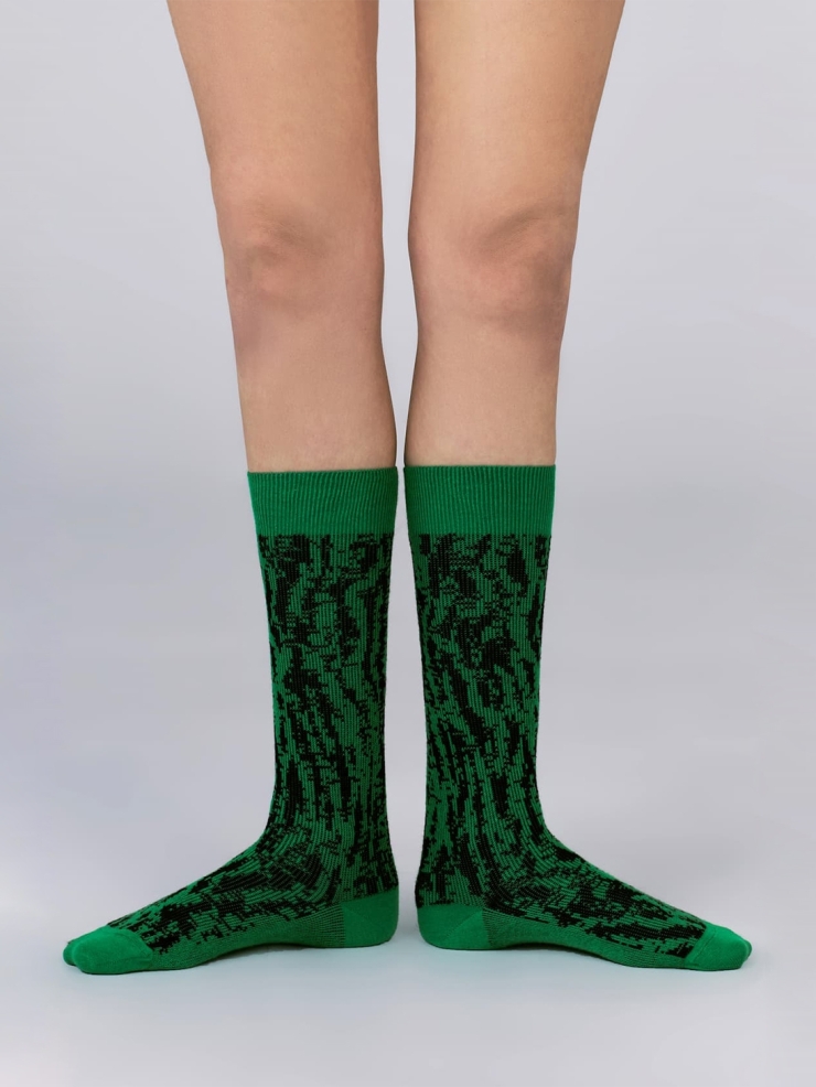 CHAMBRE DE FAN Jacquard Socks Green/Black