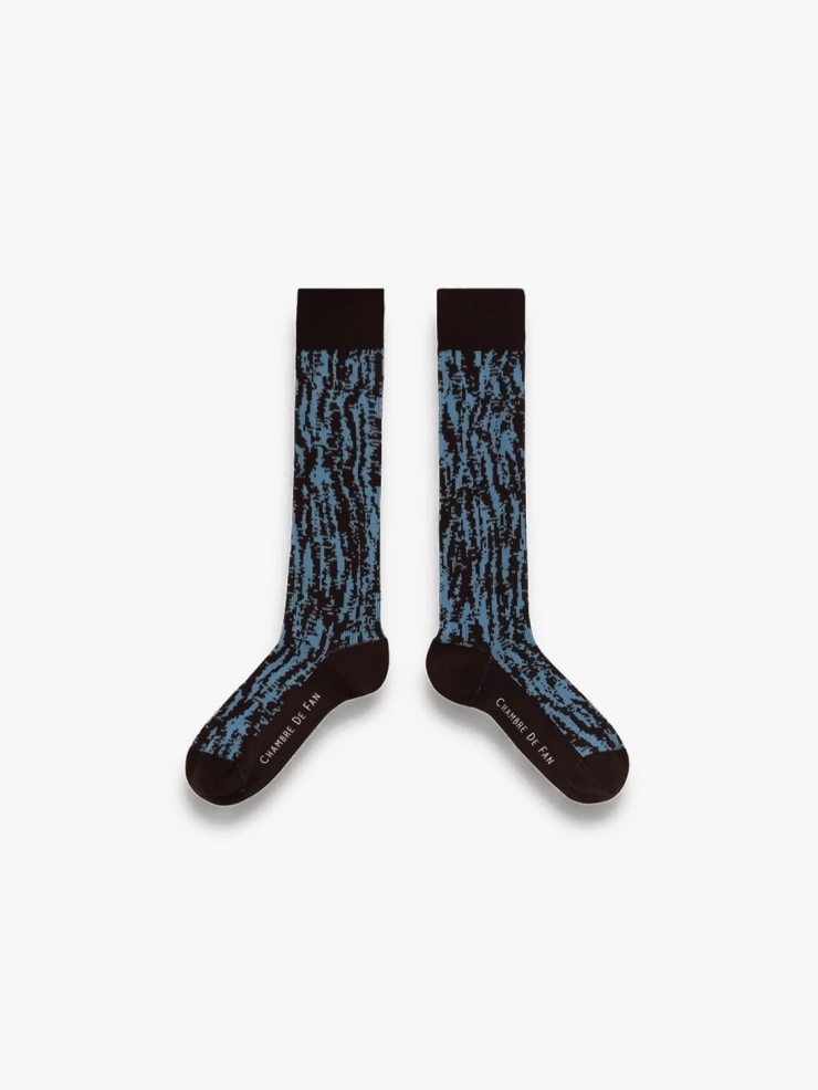 CHAMBRE DE FAN Jacquard Socks Brown/Blue