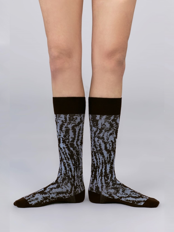 CHAMBRE DE FAN Jacquard Socks Brown/Blue