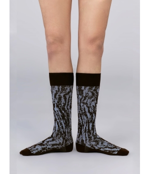CHAMBRE DE FAN Jacquard Socks Brown/Blue